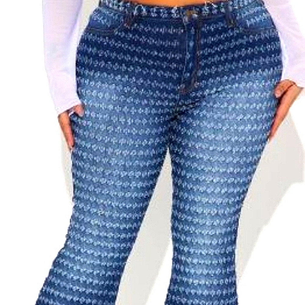 Fashion Nova Stretch Distressed Flare Bottom Jeans (Color: Dark Wash/20)